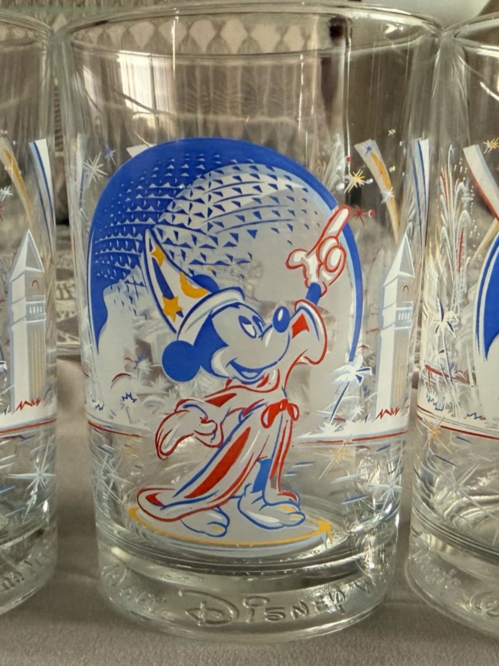 Disney Sorcerer Mickey Drinking Glass - Blue, Red, Yellow - set of three